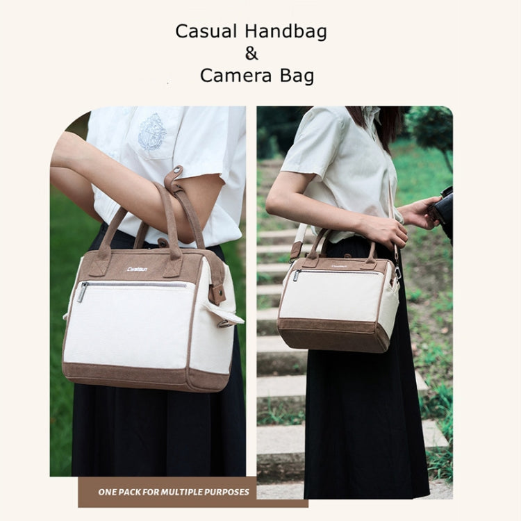 Cwatcun D112 Contrast Canvas Camera Bag One-shoulder Cross-body Tote Bag, Size:24.5 x 30 x 15.5cm(Blue)