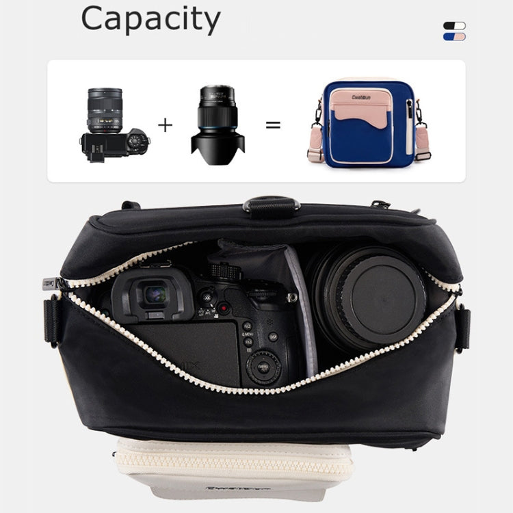 Cwatcun D118 Contrast Two Ways Backpack Cross-body Canera Bag, Size:21 x 21 x 14.5cm(Blue)