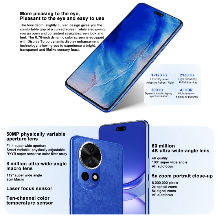 Huawei nova 12 Pro, 12GB+512GB, Screen Fingerprint Identification, 6.76 inch HarmonyOS 4.0 Octa Core, Network: 4G, NFC, OTG, Not Support Google Play(White)