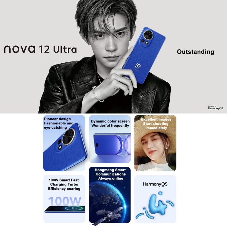 Huawei nova 12 Ultra, 12GB+512GB, Screen Fingerprint Identification, 6.76 inch HarmonyOS 4.0 Octa Core, Network: 4G, NFC, OTG, Not Support Google Play(Blue)