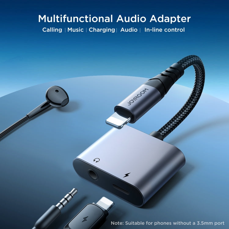 JOYROOM SY-L01 Transsion Series 2 in 1 8 Pin to 3.5mm+8 Pin Audio Adapter(Black)
