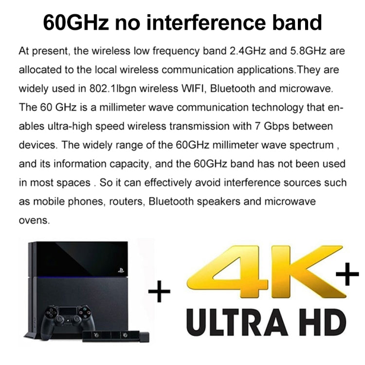 Measy W2H 60GHz 4K+ Ultra HD Wireless Transmission Kit, Transmission Distance: 50m(US Plug)