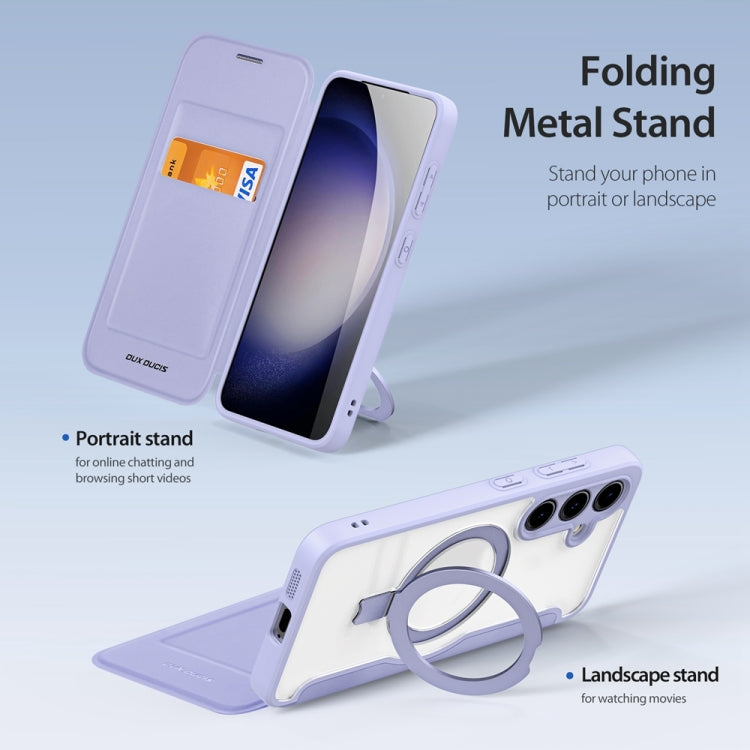 For Samsung Galaxy S24+ 5G DUX DUCIS Skin X Pro Series Magsafe Ring Holder Leather Phone Case(Purple)