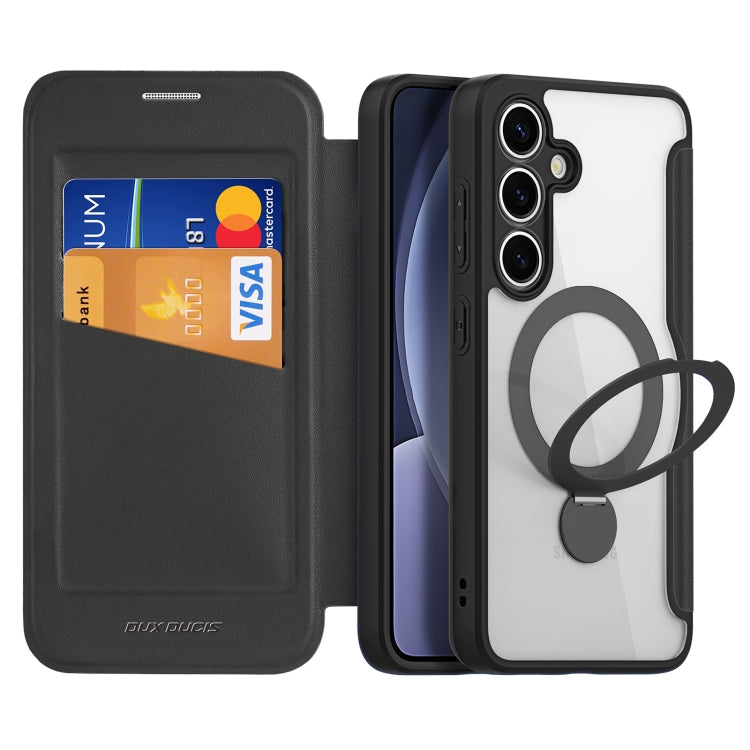 For Samsung Galaxy S25 5G DUX DUCIS Skin X Pro Series Magsafe Ring Holder Leather Phone Case(Black)