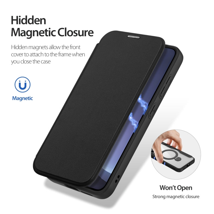 For Samsung Galaxy S25 5G DUX DUCIS Skin X Pro Series Magsafe Ring Holder Leather Phone Case(Black)