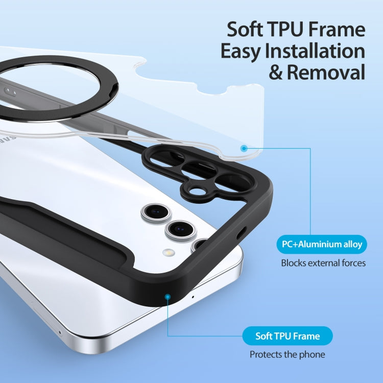 For Samsung Galaxy S25 5G DUX DUCIS Skin X Pro Series Magsafe Ring Holder Leather Phone Case(Black)