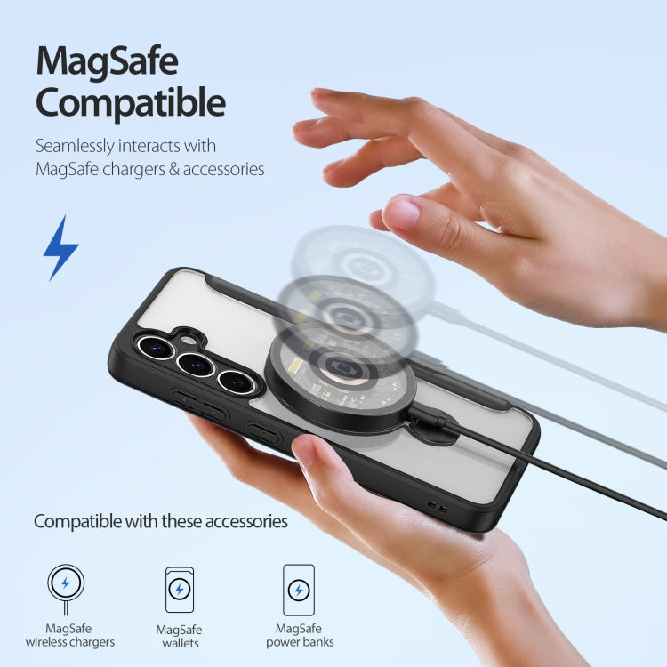 For Samsung Galaxy S25 5G DUX DUCIS Skin X Pro Series Magsafe Ring Holder Leather Phone Case(Black)