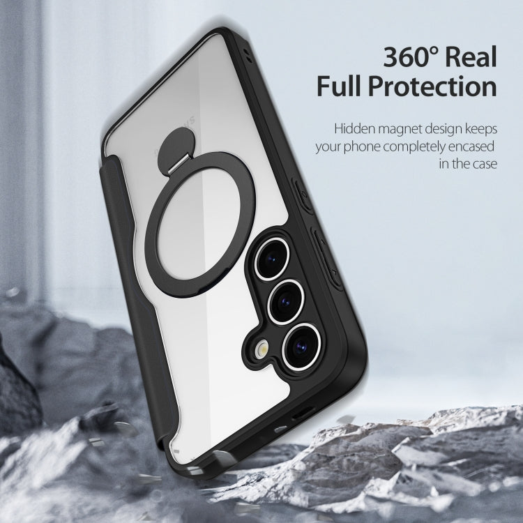 For Samsung Galaxy S25 5G DUX DUCIS Skin X Pro Series Magsafe Ring Holder Leather Phone Case(Black)