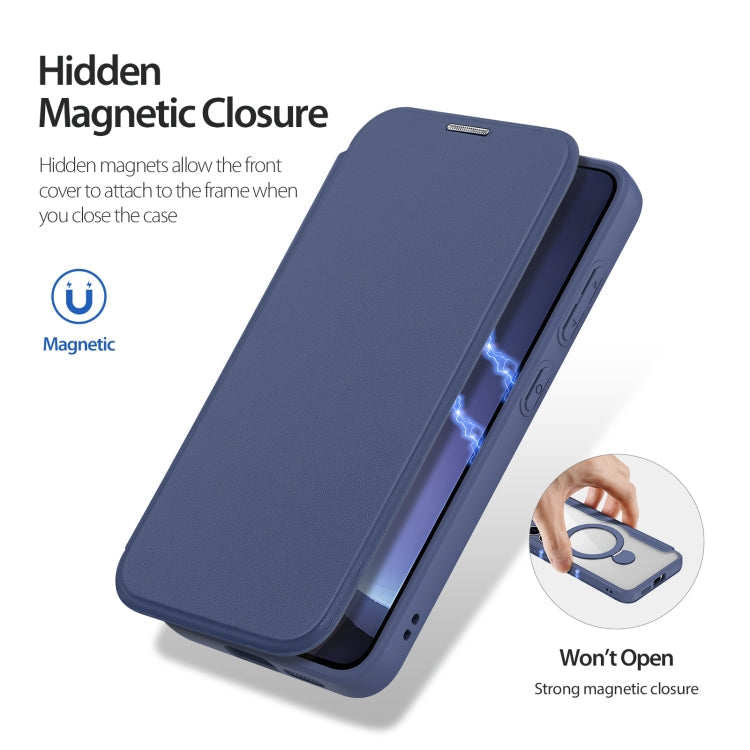 For Samsung Galaxy S25+ 5G DUX DUCIS Skin X Pro Series Magsafe Ring Holder Leather Phone Case(Blue)