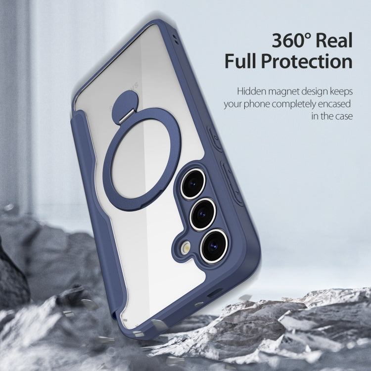 For Samsung Galaxy S25+ 5G DUX DUCIS Skin X Pro Series Magsafe Ring Holder Leather Phone Case(Blue)