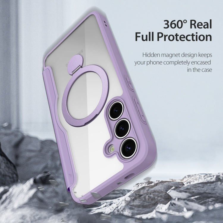 For Samsung Galaxy S25+ 5G DUX DUCIS Skin X Pro Series Magsafe Ring Holder Leather Phone Case(Purple)