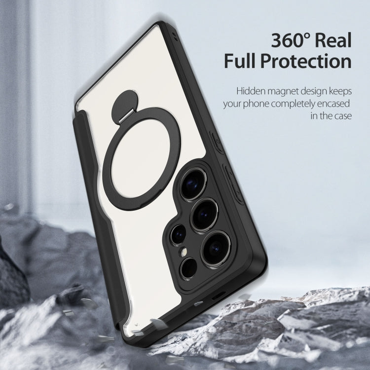 For Samsung Galaxy S25 Ultra 5G DUX DUCIS Skin X Pro Series Magsafe Ring Holder Leather Phone Case(Black)