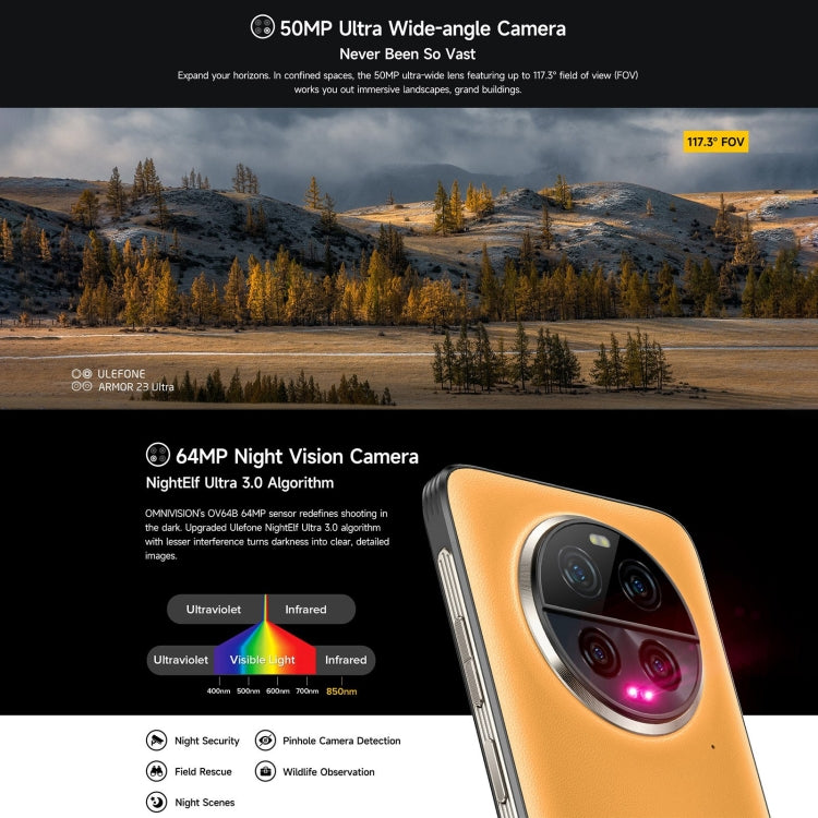 [HK Warehouse] Ulefone Armor 23 Ultra Rugged Phone, 12GB+512GB, 6.78 inch Android 13 MediaTek Dimensity 8020 Octa Core up to 2.6GHz, Network: 5G, NFC, OTG, Satellite Messaging(Umbra Orange)