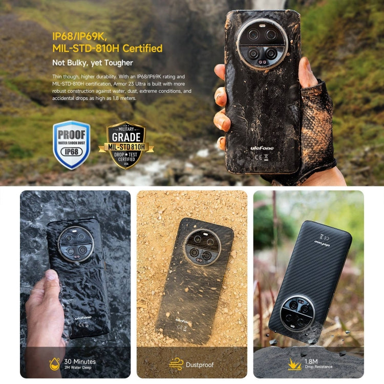 [HK Warehouse] Ulefone Armor 23 Ultra Rugged Phone, 12GB+512GB, 6.78 inch Android 13 MediaTek Dimensity 8020 Octa Core up to 2.6GHz, Network: 5G, NFC, OTG, Satellite Messaging(Elite Black)