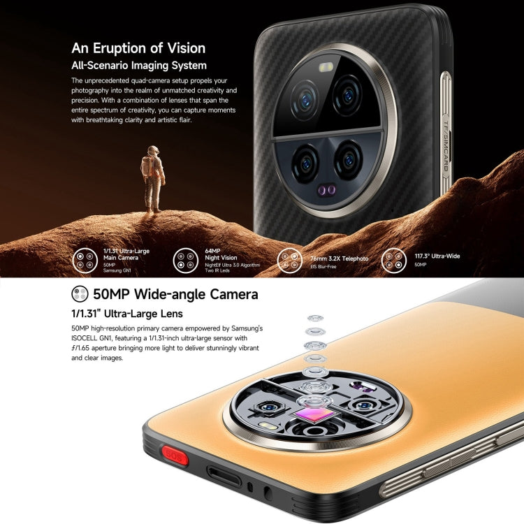 [HK Warehouse] Ulefone Armor 23 Ultra Rugged Phone, 12GB+512GB, 6.78 inch Android 13 MediaTek Dimensity 8020 Octa Core up to 2.6GHz, Network: 5G, NFC, OTG, Satellite Messaging(Umbra Orange)