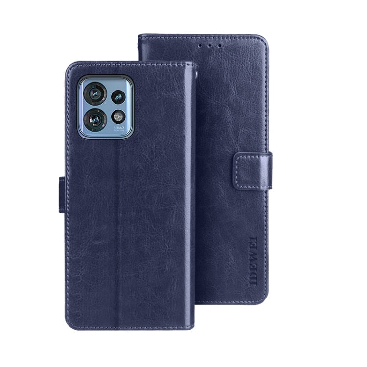 For Motorola Edge 40 Pro 5G idewei Crazy Horse Texture Leather Phone Case(Blue)