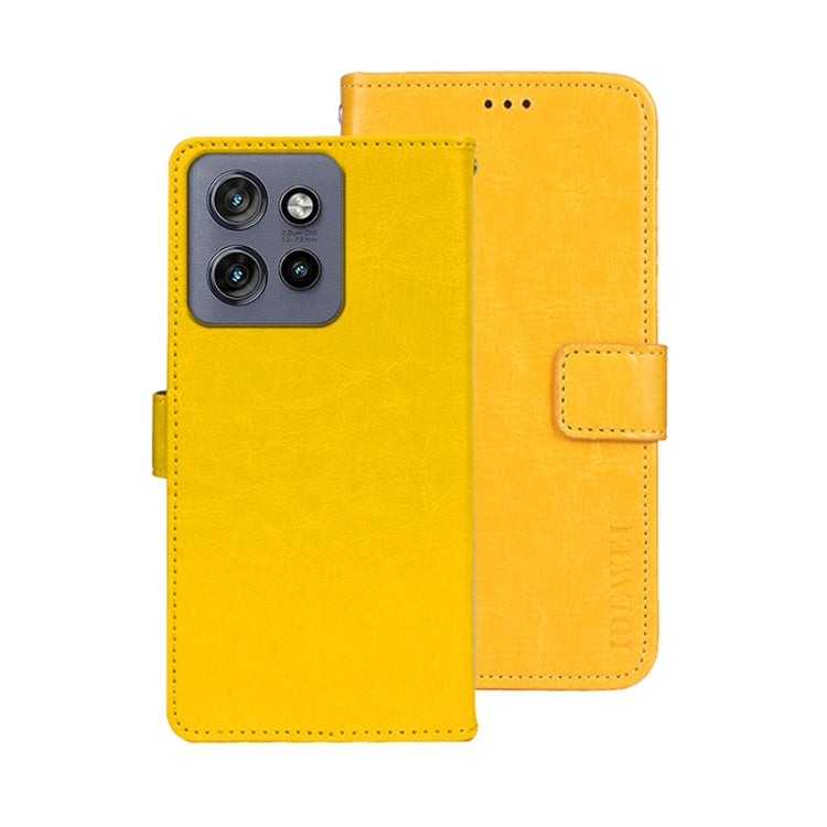 For Motorola Edge 50 Neo idewei Crazy Horse Texture Leather Phone Case(Yellow)