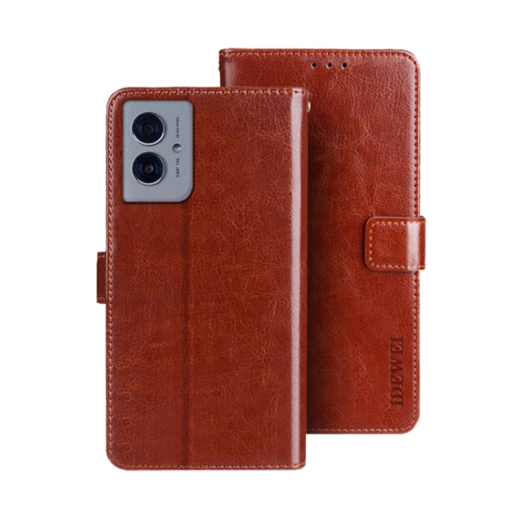 For Motorola Moto G55 5G idewei Crazy Horse Texture Leather Phone Case(Brown)