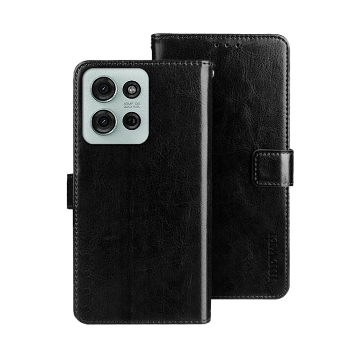 For Motorola Moto G75 5G idewei Crazy Horse Texture Leather Phone Case(Black)