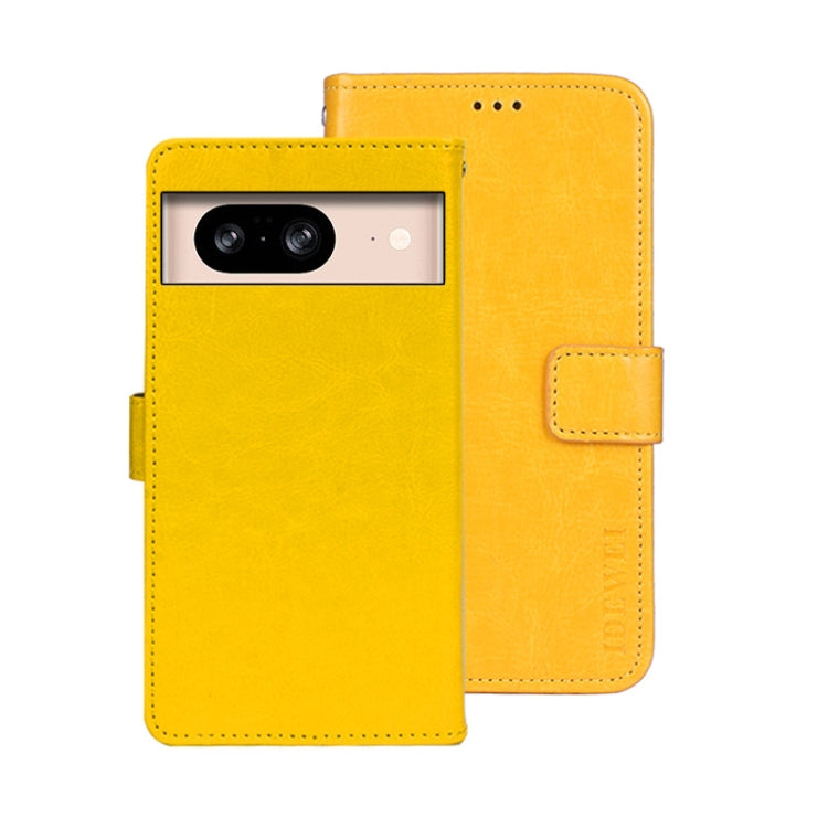 For Google Pixel 8 idewei Crazy Horse Texture Leather Phone Case(Yellow)