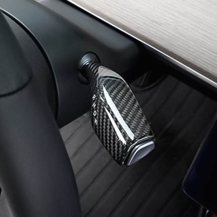 For Tesla Model 3 / Y 2pcs/Set Car Turn Signal Lever Carbon Fiber Pattern Protective Cover