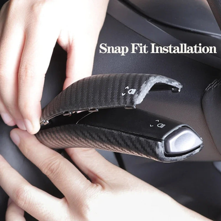 For Tesla Model 3 / Y 2pcs/Set Car Turn Signal Lever Carbon Fiber Pattern Protective Cover