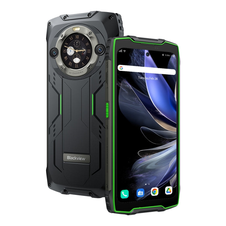 Blackview BV9300 Pro, 12GB+256GB, IP68/IP69K/MIL-STD-810H, 6.7 inch + 1.32 inch Android 13 MediaTek Helio G99 Octa Core, Network: 4G, NFC, OTG(Green)