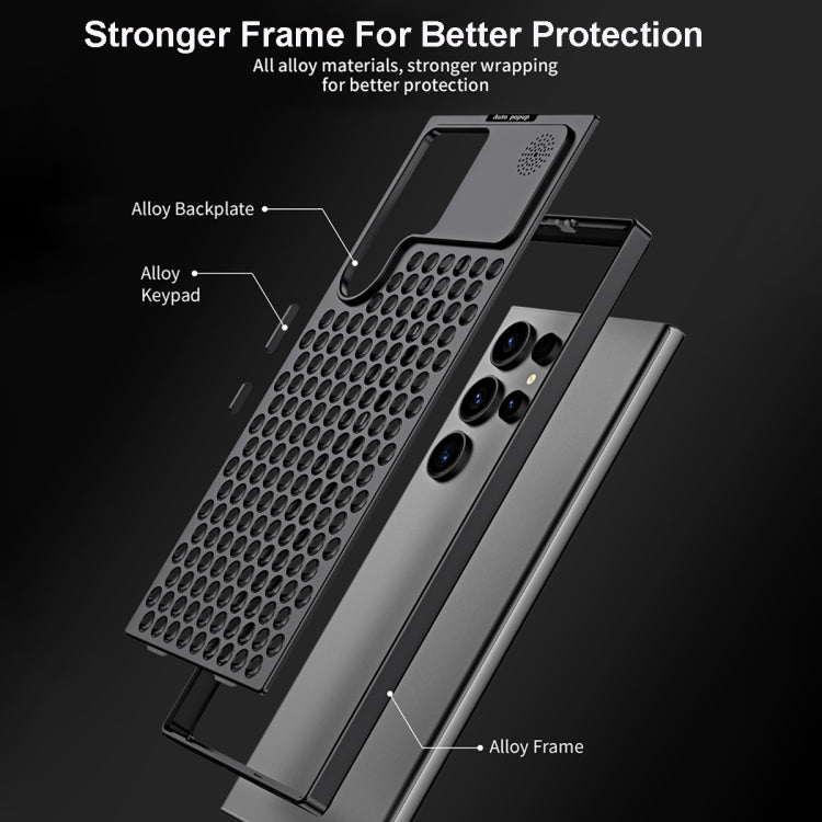 For Samsung Galaxy S22 Ultra 5G R-JUST RJ58 Aromatherapy Metal Cooling Phone Case(Black)