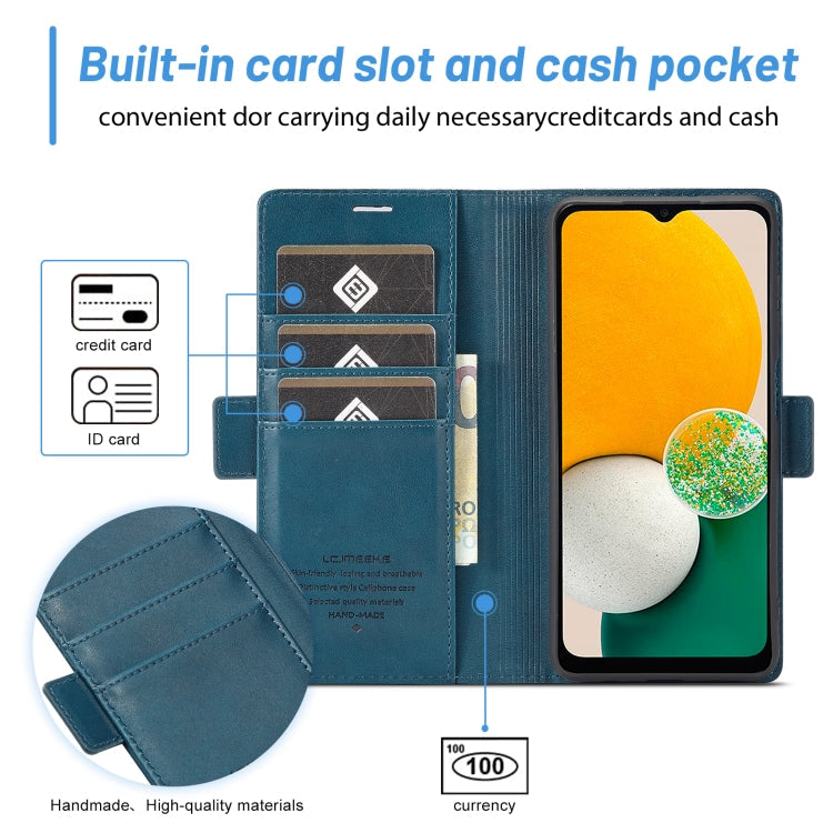 For Samsung Galaxy A15 4G / 5G LC.IMEEKE Skin-friendly Card Slots Leather Phone Case(Blue)