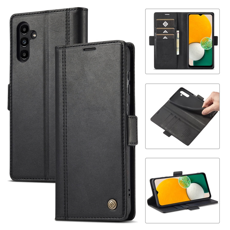 For Samsung Galaxy A35 5G LC.IMEEKE Skin-friendly Card Slots Leather Phone Case(Black)
