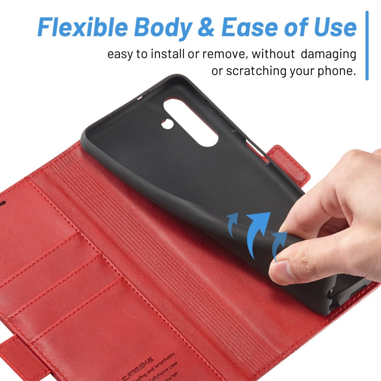 For Samsung Galaxy A35 5G LC.IMEEKE Skin-friendly Card Slots Leather Phone Case(Red)