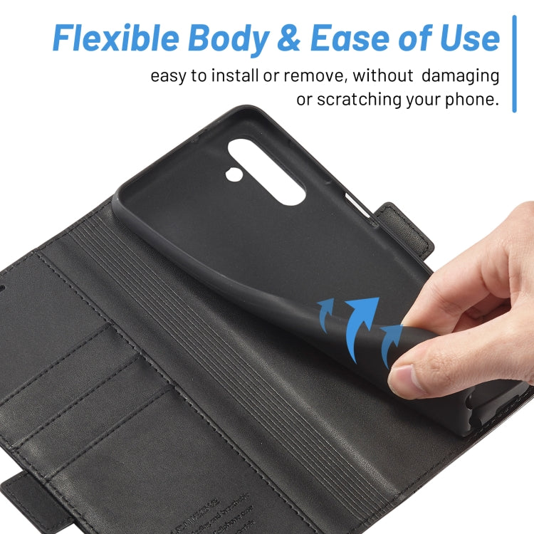 For Samsung Galaxy A55 5G LC.IMEEKE Skin-friendly Card Slots Leather Phone Case(Black)