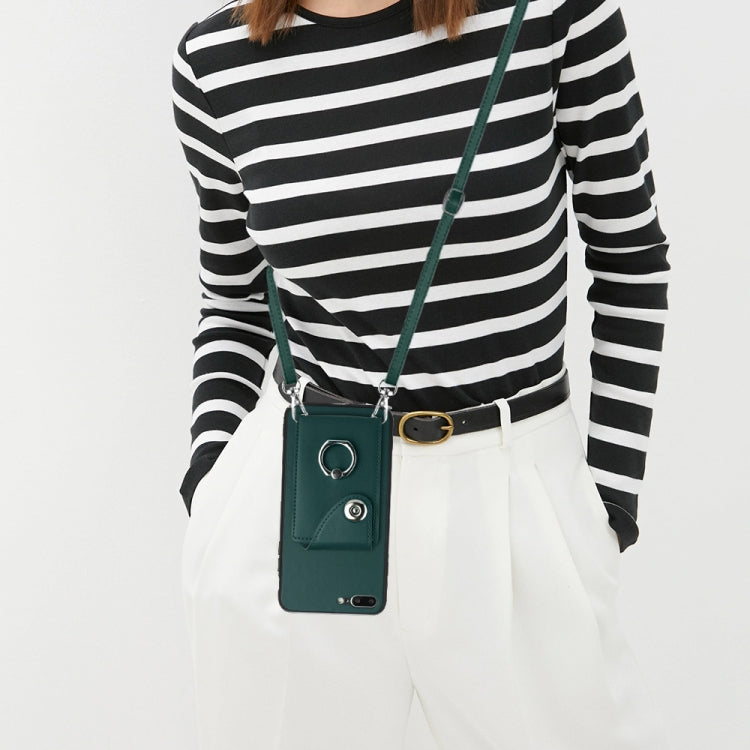 Organ Card Bag Ring Holder Phone Case with Long Lanyard, For iPhone 8 Plus / 7 Plus