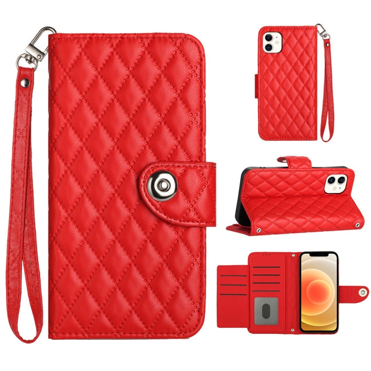 Rhombic Texture Flip Leather Phone Case with Lanyard, For iPhone 13, For iPhone 12 / 12 Pro, For iPhone 12 Pro Max, For iPhone 11 Pro Max