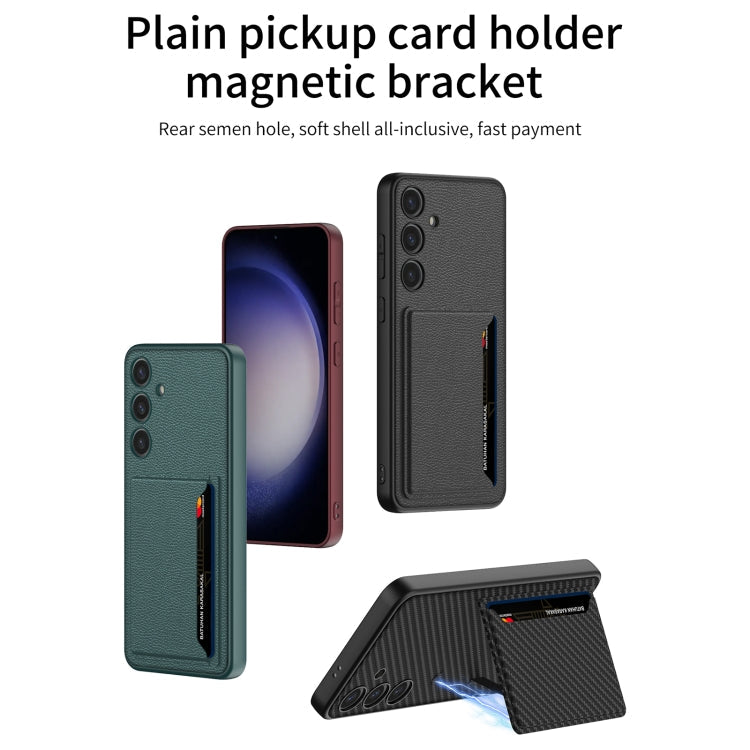 For Samsung Galaxy S24+ 5G GKK Ultra-thin Leather Card Slots Phone Case With Magnetic Holder(Carbon Fiber Texture)