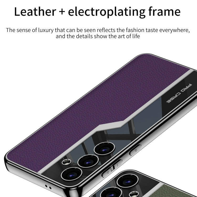 For Samsung Galaxy S24 5G GKK Plating TPU + Leather Supercar Full Coverage Phone Case(Carbon Fiber)