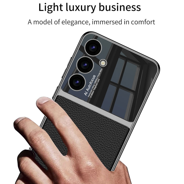 For Samsung Galaxy S24 5G GKK Plating TPU + Leather Full Coverage Phone Case(Carbon Fibre)