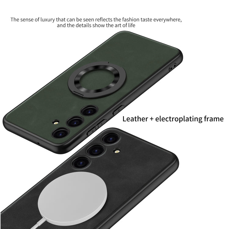 For Samsung Galaxy S24 5G GKK Skin Feel Frosted Leather MagSafe Magnetic Phone Case with Holder(Black)