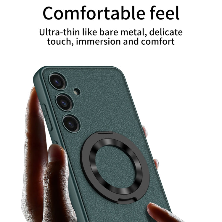 For Samsung Galaxy S24 5G GKK Skin Feel Leather MagSafe Magnetic Phone Case with Holder(Grey)