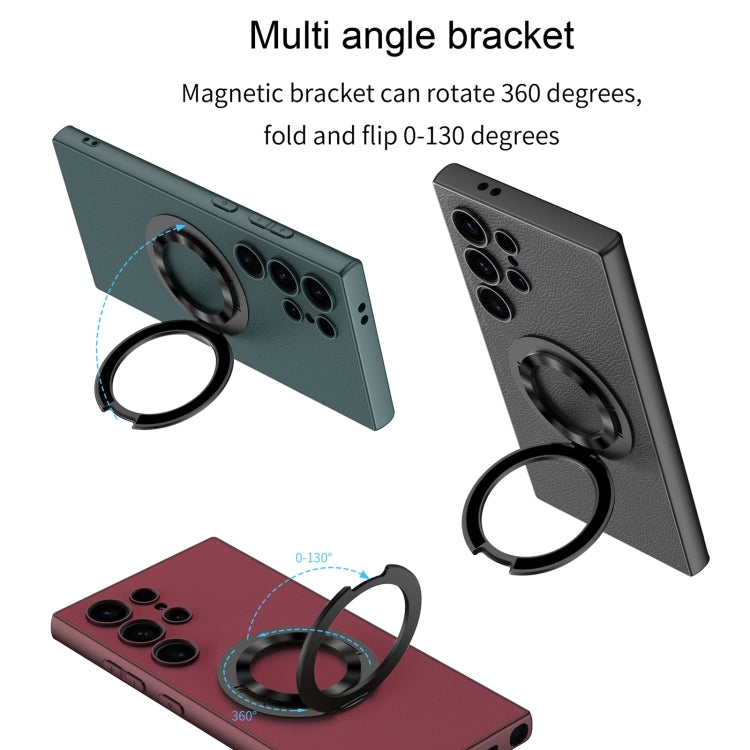 For Samsung Galaxy S24 Ultra 5G GKK Skin Feel Leather MagSafe Magnetic Phone Case with Holder(Grey)