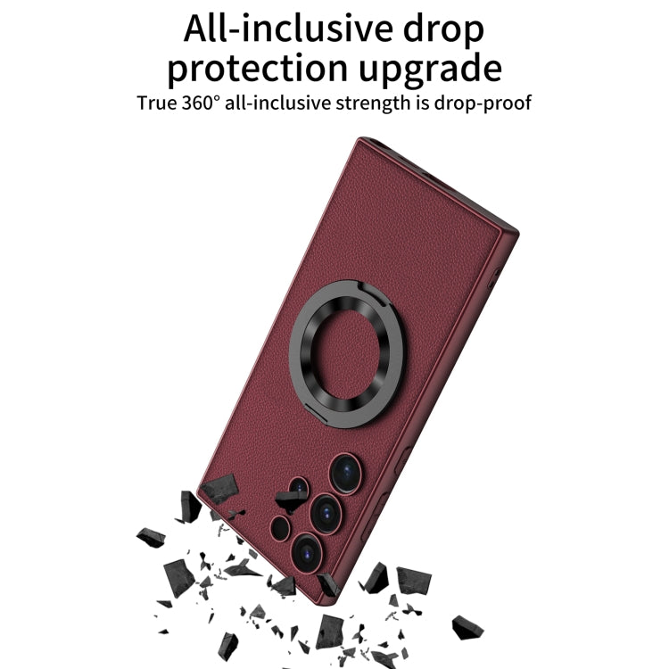 For Samsung Galaxy S24 Ultra 5G GKK Skin Feel Leather MagSafe Magnetic Phone Case with Holder(Red)