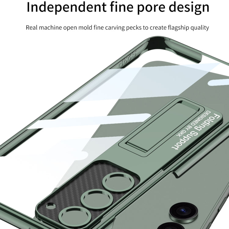 For Samsung Galaxy S24+ 5G GKK Electroplating Full Coverage Protective Phone Case with Holder(Green)