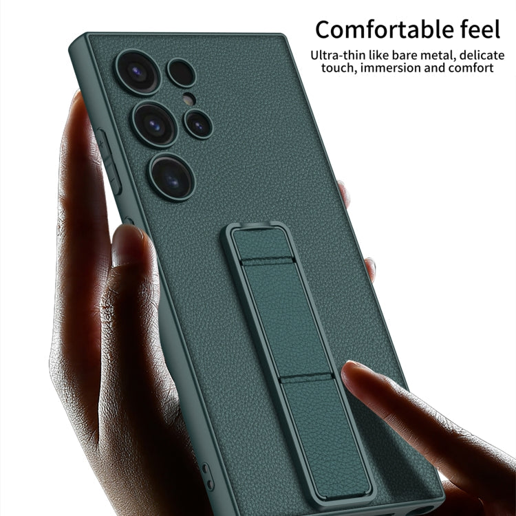 For Samsung Galaxy S24 Ultra 5G GKK Skin Feel Leather Fold Holder Phone Case(Green)