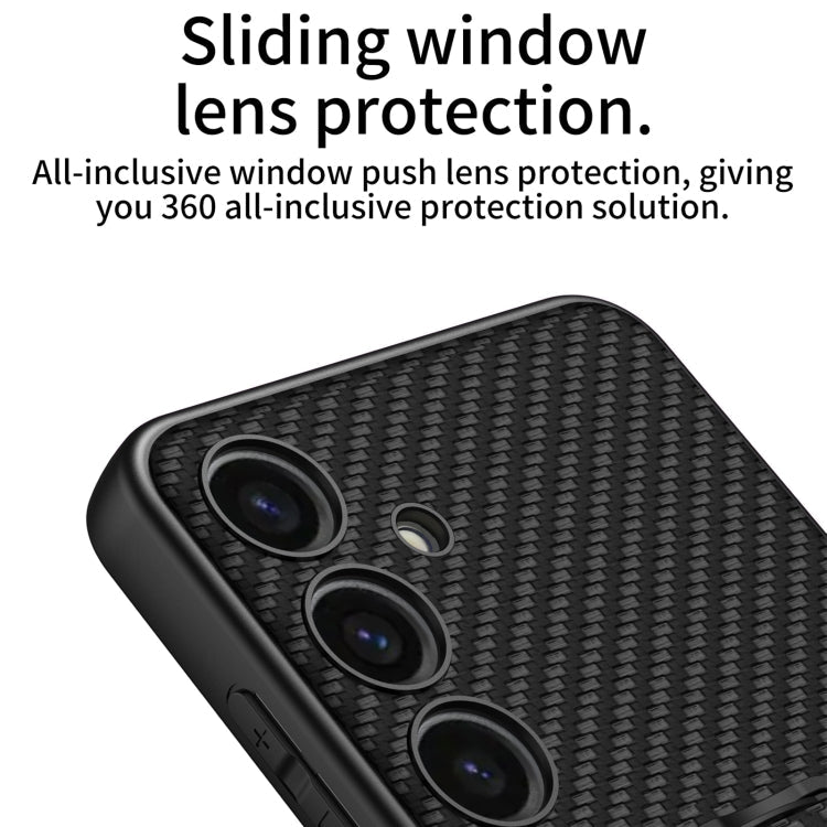 For Samsung Galaxy S24 5G GKK Skin Feel Leather Fold Holder Phone Case(Carbon Fiber Texture)
