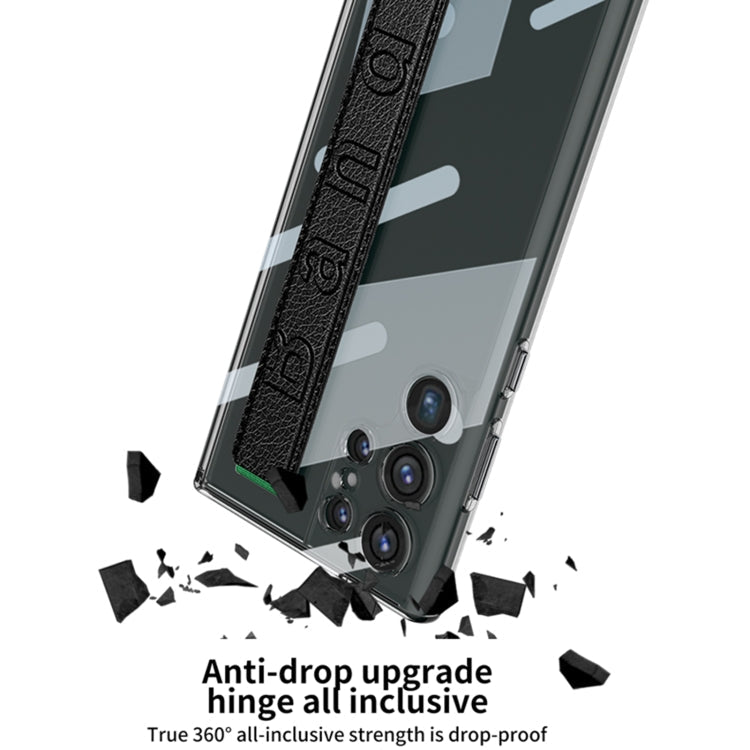 For Samsung Galaxy S24 Ultra 5G GKK Space Frame Transparent PC + TPU Phone Case with Wrist Strap(Carbon Fiber Texture)