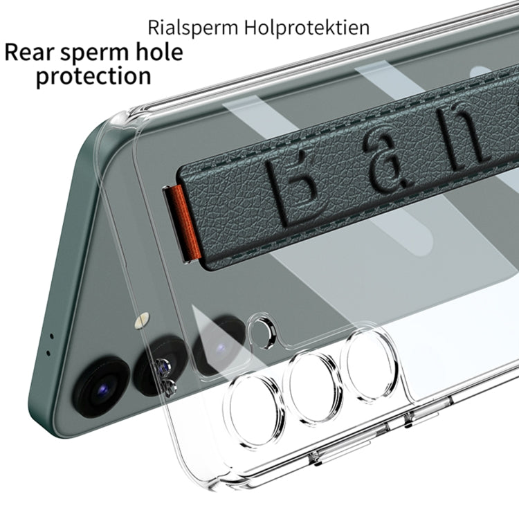 For Samsung Galaxy S24 5G GKK Space Frame Transparent PC + TPU Phone Case with Wrist Strap(Black)