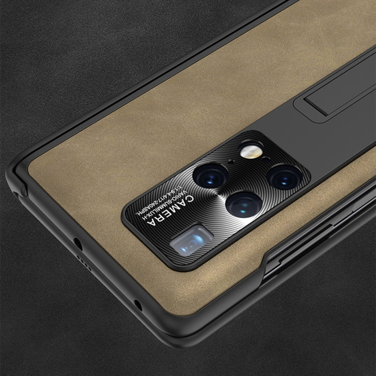 For Huawei Mate X2 GKK Integrated Frosted Fold Hinge Privacy Leather Phone Case with Holder(Black)