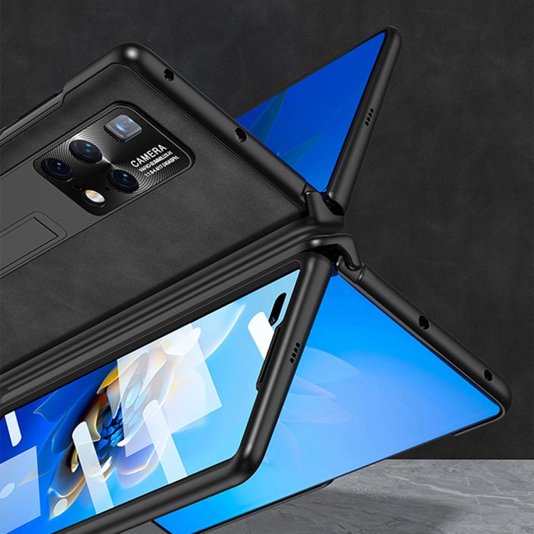 For Huawei Mate X2 GKK Integrated Frosted Fold Hinge Privacy Leather Phone Case with Holder(Black)