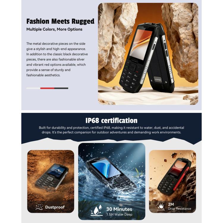 HAMTOD H3 Rugged Phone, EU Version, 2.8 inch T107 ARM CortexTM A7 Quad-core 1.0GHz, Network: 4G, VoLTE, BT, SOS(Red)