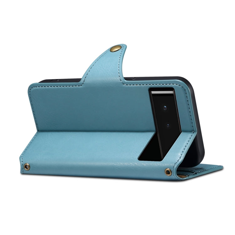 For Google Pixel 6 Denior Cowhide Texture Wallet Style Leather Phone Case(Blue)